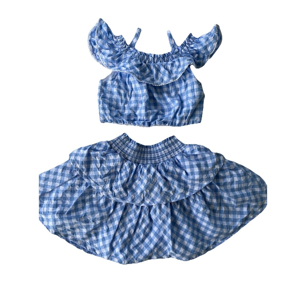Tommy Bahama 2 Piece Girls Size 6 Matching‎ Skirt Set Blue Gingham
